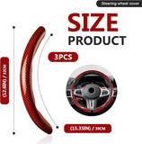 Darrahopens Auto Accessories > Auto Accessories Others > Automotive Decor 3pcs Universal Carbon Fiber Steering Wheel Cover - Anti-Slip & Segmented Design, Universal 99% Durable Steering Wheel Protector for Men and Women, Car Interior Accessory (Red)