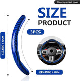 Darrahopens Auto Accessories > Auto Accessories Others > Automotive Decor 3pcs Universal Carbon Fiber Steering Wheel Cover - Anti-Slip & Segmented Design, Universal 99% Durable Steering Wheel Protector for Men and Women, Car Interior Accessory (Blue)