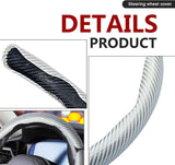 Darrahopens Auto Accessories > Auto Accessories Others > Automotive Decor 3pcs Universal Carbon Fiber Steering Wheel Cover - Anti-Slip & Segmented Design, Universal 99% Durable Steering Wheel Protector for Men and Women, Car Interior Accessory (White)