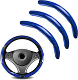 Darrahopens Auto Accessories > Auto Accessories Others > Automotive Decor 3pcs Universal Carbon Fiber Steering Wheel Cover - Anti-Slip & Segmented Design, Universal 99% Durable Steering Wheel Protector for Men and Women, Car Interior Accessory (Blue)