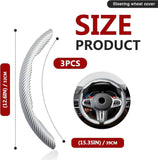 Darrahopens Auto Accessories > Auto Accessories Others > Automotive Decor 3pcs Universal Carbon Fiber Steering Wheel Cover - Anti-Slip & Segmented Design, Universal 99% Durable Steering Wheel Protector for Men and Women, Car Interior Accessory (White)