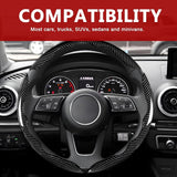 Darrahopens Auto Accessories > Auto Accessories Others > Automotive Decor 3pcs Universal Carbon Fiber Steering Wheel Cover - Anti-Slip & Segmented Design, Universal 99% Durable Steering Wheel Protector for Men and Women, Car Interior Accessory (Black)