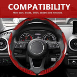 Darrahopens Auto Accessories > Auto Accessories Others > Automotive Decor 3pcs Universal Carbon Fiber Steering Wheel Cover - Anti-Slip & Segmented Design, Universal 99% Durable Steering Wheel Protector for Men and Women, Car Interior Accessory (Red)