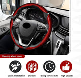 Darrahopens Auto Accessories > Auto Accessories Others > Automotive Decor 3pcs Universal Carbon Fiber Steering Wheel Cover - Anti-Slip & Segmented Design, Universal 99% Durable Steering Wheel Protector for Men and Women, Car Interior Accessory (Red)
