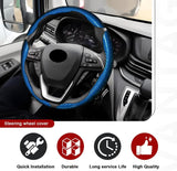 Darrahopens Auto Accessories > Auto Accessories Others > Automotive Decor 3pcs Universal Carbon Fiber Steering Wheel Cover - Anti-Slip & Segmented Design, Universal 99% Durable Steering Wheel Protector for Men and Women, Car Interior Accessory (Blue)
