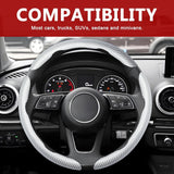 Darrahopens Auto Accessories > Auto Accessories Others > Automotive Decor 3pcs Universal Carbon Fiber Steering Wheel Cover - Anti-Slip & Segmented Design, Universal 99% Durable Steering Wheel Protector for Men and Women, Car Interior Accessory (White)