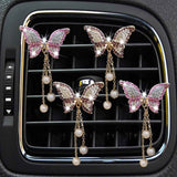 Darrahopens Auto Accessories > Auto Accessories Others > Automotive Decor 4 in 1 Bling Butterfly Aromatherapy Air Vent Clips, Diamond Pearl Pendant Butterfly Car Air Fresheners, Cute Car Decoration, Interior Decor