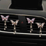 Darrahopens Auto Accessories > Auto Accessories Others > Automotive Decor 4 in 1 Bling Butterfly Aromatherapy Air Vent Clips, Diamond Pearl Pendant Butterfly Car Air Fresheners, Cute Car Decoration, Interior Decor