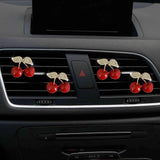 4 Pcs Cherry Car Air Vent Freshener Clip, Rhinestone Car Air Outlet Fragrance Freshener, Bling Cute Automobile Accessories Decoration for Women,Air Fresheners Decor（Odor Random）