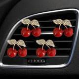 4 Pcs Cherry Car Air Vent Freshener Clip, Rhinestone Car Air Outlet Fragrance Freshener, Bling Cute Automobile Accessories Decoration for Women,Air Fresheners Decor（Odor Random）