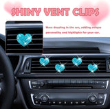 Darrahopens Auto Accessories > Auto Accessories Others > Automotive Decor 4PCS Heart-Shaped Car Vent Clips with Rhinestone,Bling Air Vent Clips Car Decorations,Premium Shiny Car Clips for Vents Accessories Interior (Lake Blue)