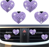 Darrahopens Auto Accessories > Auto Accessories Others > Automotive Decor 4PCS Heart-Shaped Car Vent Clips with Rhinestone,Bling Air Vent Clips Car Decorations,Premium Shiny Car Clips for Vents Accessories Interior (Purple)