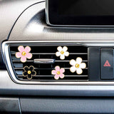 6 Pcs Daisy Flower Air Vent Clip Accessories Air Conditioning Outlet Clip Car Air Freshener Dashboard Accessories Charm Car Inter Decor(3 cm, 3.3 cm,Black, Pink, White)