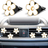 6 Pcs Daisy Flower Air Vent Clip Accessories Air Conditioning Outlet Clip Car Air Freshener Dashboard Accessories Charm Car Inter Decor(3 cm, 3.3 cm,White)