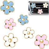 6 Pcs Daisy Flower Air Vent Clip Accessories Air Conditioning Outlet Clip Car Freshener Dashboard Accessories Charm Car Inter Decor(Blue, Pink,White,3/3.3 cm)