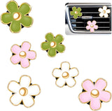 6 Pcs Daisy Flower Air Vent Clip Accessories Air Conditioning Outlet Clip Car Freshener Dashboard Accessories Charm Car Inter Decor (Green, Pink,White,3/3.3 cm)