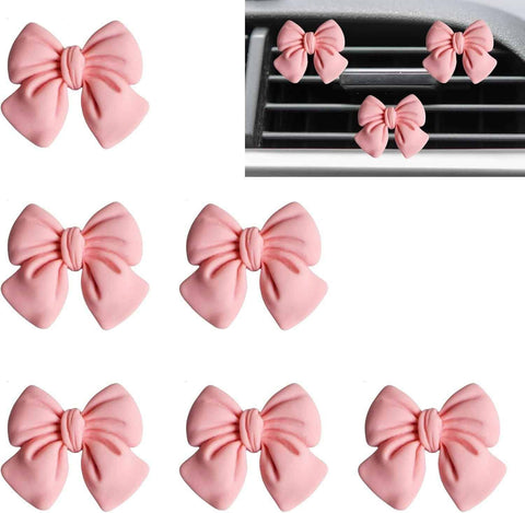 Darrahopens Auto Accessories > Auto Accessories Others > Automotive Decor 6 pcs Pink Bow Car Air Vent Clips Coquette Cute Girly Car Decor Accessories Interior Aesthetic Decorations Charm Stuff for Women Girl