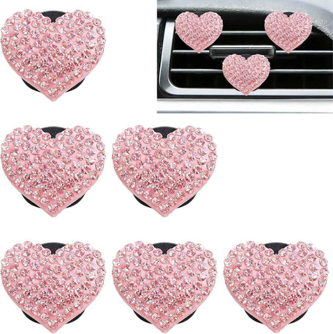 Darrahopens Auto Accessories > Auto Accessories Others > Automotive Decor 6 pcs Pink Heart Car Air Vent Clips Coquette Cute Girly Car Decor Accessories Interior Aesthetic Decorations Charm Stuff for Women Girl