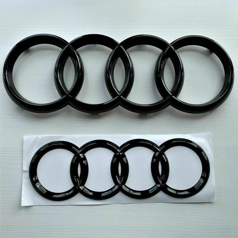 Darrahopens Auto Accessories > Auto Accessories Others > Automotive Decor Audi A1 A3 A4 A5 Front Rear Black Emblem Rings Set 273mm 192mm