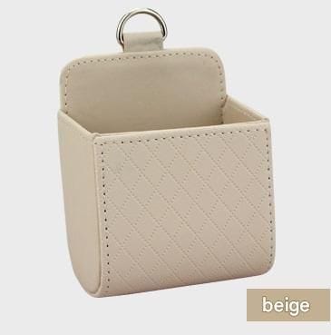 Darrahopens Auto Accessories > Auto Accessories Others > Automotive Decor Beige Leather Car Air Vent Storage Bag - Multi-Purpose Phone Holder & Organiser Pouch for Sunglasses, Keys, Cards - Universal Fit, Easy Install, Compact Design for Dashboard Tidy