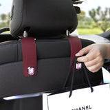 Darrahopens Auto Accessories > Auto Accessories Others > Automotive Decor Black Car Multi-Functional PU Leather Hook with Crystal Decoration – Hidden Storage Hook for Front and Rear Seats (Set of 2)