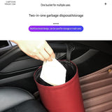 Darrahopens Auto Accessories > Auto Accessories Others > Automotive Decor Black Car Trash Can - Foldable Dual-Layer Waterproof Car Garbage Bin , Space-Saving, Easy Clean, Portable Storage for Vehicle Interior, Durable Faux Leather Material