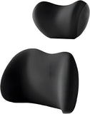 Darrahopens Auto Accessories > Auto Accessories Others > Automotive Decor Black Ergonomic Memory Foam Car Headrest & Lumbar Support Cushion Set - Driving Comfort Neck & Back Pillow