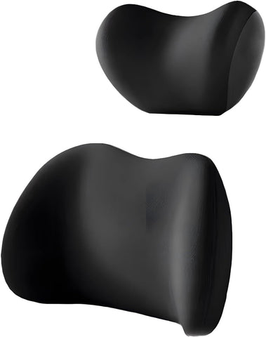 Darrahopens Auto Accessories > Auto Accessories Others > Automotive Decor Black Ergonomic Memory Foam Car Headrest & Lumbar Support Cushion Set - Driving Comfort Neck & Back Pillow