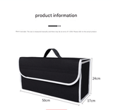 Darrahopens Auto Accessories > Auto Accessories Others > Automotive Decor Black Foldable Car Trunk Organizer - Durable Felt Storage Box with Magic Tape Closure, Portable Handle, Scratch Resistant, Space Saving Design for SUV, Sedan, Hatchback