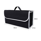 Black Foldable Car Trunk Organizer - Durable Felt Storage Box with Magic Tape Closure, Portable Handle, Scratch Resistant, Space Saving Design for SUV, Sedan, Hatchback