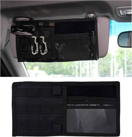 Darrahopens Auto Accessories > Auto Accessories Others > Automotive Decor Black Tactical Molle Car Sun Visor Organizer Panel – Durable Nylon Vehicle Storage Pouch with Adjustable Buckle, Loop Panelled EDC Pockets and Pen Sheath for Cars, Trucks, SUVs and Daily Driving Essentials In Australia - Darrahopens