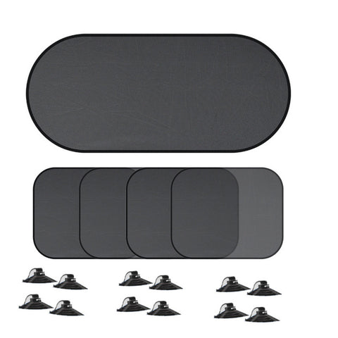 Darrahopens Auto Accessories > Auto Accessories Others > Automotive Decor Black Universal Car Window Sun Shade Set - Mesh Fabric UV Protection(One hole-free rear gear + four hole-free side gears)