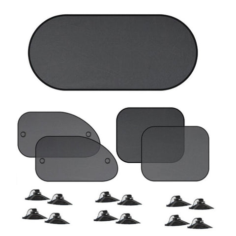 Darrahopens Auto Accessories > Auto Accessories Others > Automotive Decor Black Universal Car Window Sun Shade Set - Mesh Fabric UV Protection(One solid rear baffle + two perforated angled baffles + two solid side baffles)