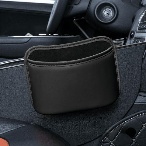 Darrahopens Auto Accessories > Auto Accessories Others > Automotive Decor Black Waterproof Leather Car Hanging Storage Organizer with Back Clip 20 x 14.5CM – Mutifunctional Car Trash Bin Cup Holder Phone Storage Pocket for Seat Back, Door & Center Console