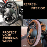 Bling Bling Comfy Steering Wheel Cover with Jumbo Crystal Rhinestones, Anti-Slip Diamond Leather, Universal 15 Inch (Pink)