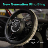 Bling Bling Comfy Steering Wheel Cover with Jumbo Crystal Rhinestones, Anti-Slip Diamond Leather, Universal 15 Inch (Silver)