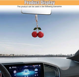 Bling Cherry Car Rear View Mirror Charm, Sparkly Rhinestones Automotive Decoration Pendant, Cute Vehicle Interior Hanging Ornament, Lucky Present for Women, Girl (Red)