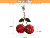 Bling Cherry Car Rear View Mirror Charm, Sparkly Rhinestones Automotive Decoration Pendant, Cute Vehicle Interior Hanging Ornament, Lucky Present for Women, Girl (Red)