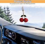 Darrahopens Auto Accessories > Auto Accessories Others > Automotive Decor Bling Cherry Car Rear View Mirror Charm, Sparkly Rhinestones Automotive Decoration Pendant, Cute Vehicle Interior Hanging Ornament, Lucky Present for Women, Girl (Red)