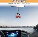 Bling Cherry Car Rear View Mirror Charm, Sparkly Rhinestones Automotive Decoration Pendant, Cute Vehicle Interior Hanging Ornament, Lucky Present for Women, Girl (Pink)