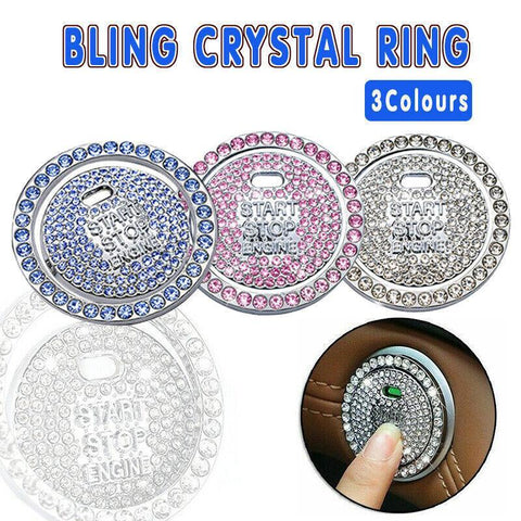 Darrahopens Auto Accessories > Auto Accessories Others > Automotive Decor Bling Crystal Ring For Car One Key Engine Start Stop Decoration Button - Pink
