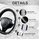 Darrahopens Auto Accessories > Auto Accessories Others > Automotive Decor Bling Diamond Leather Steering Wheel Cover, with Bling Sparkly Crystal Glitter Rhinestones Universal Fit 14.5in-15in Car Wheel Protector for Women Girl Fit Suvs,Vans,Sedans,Car,Trucks, Silver