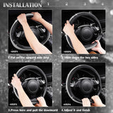 Darrahopens Auto Accessories > Auto Accessories Others > Automotive Decor Bling Diamond Leather Steering Wheel Cover, with Bling Sparkly Crystal Glitter Rhinestones Universal Fit 14.5in-15in Car Wheel Protector for Women Girl Fit Suvs,Vans,Sedans,Car,Trucks, Silver
