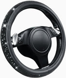 Darrahopens Auto Accessories > Auto Accessories Others > Automotive Decor Bling Diamond Leather Steering Wheel Cover, With Sparkly Crystal Glitter Rhinestones Universal Fit 14"1/2-15" Car Wheel Protector for Women Girl Fit Suvs,Vans,Sedans,Car,Trucks, Black Diamond