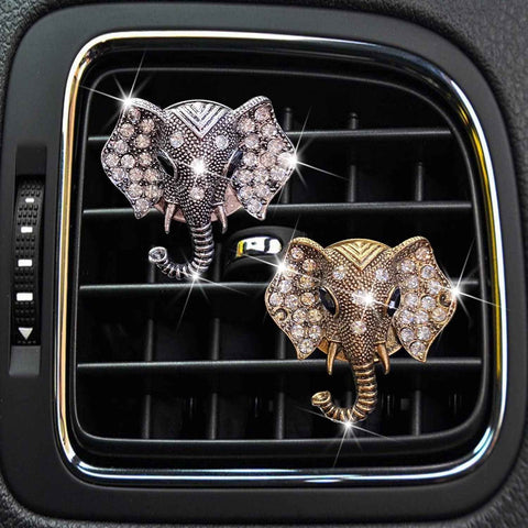 Darrahopens Auto Accessories > Auto Accessories Others > Automotive Decor Bling Rhinestone Elephants Head Car Air Vent Clip Dashboard Outlet Clip Air Freshener Vent Clips Decorative Cute Car Decor