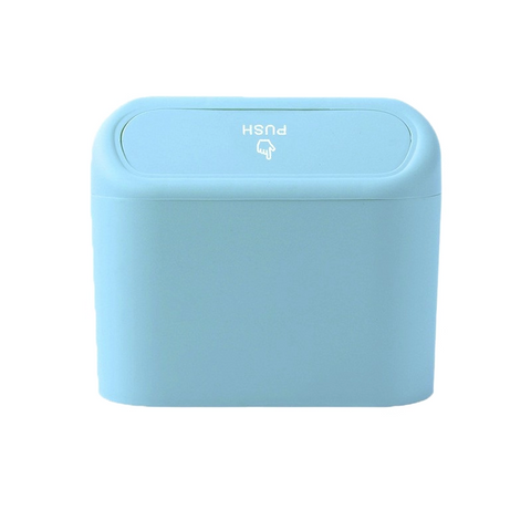 Darrahopens Auto Accessories > Auto Accessories Others > Automotive Decor Blue Compact Car Trash Can 2 Pack Hanging Storage Bin with Push Lid for Vehicle Door and Seat Back Universal Fit Waste Management Solution for Local Drivers