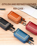 Darrahopens Auto Accessories > Auto Accessories Others > Automotive Decor Blue Premium Genuine Leather Double Zipper Key Case - Car & House Key Organizer Pouch