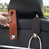 Darrahopens Auto Accessories > Auto Accessories Others > Automotive Decor Brown Car Multi-Functional PU Leather Hook with Crystal Decoration – Hidden Storage Hook for Front and Rear Seats (Set of 2)