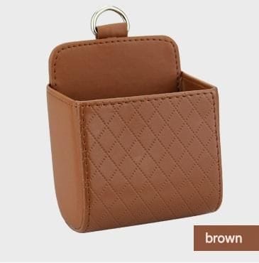 Darrahopens Auto Accessories > Auto Accessories Others > Automotive Decor Brown Leather Car Air Vent Storage Bag - Multi-Purpose Phone Holder & Organiser Pouch for Sunglasses, Keys, Cards - Universal Fit, Easy Install, Compact Design for Dashboard Tidy