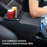 Darrahopens Auto Accessories > Auto Accessories Others > Automotive Decor Car Armrest Cushion, Universal Car Center Console Armrest Pillow Pu Leather Memory Foam With Cup Holders And Storage